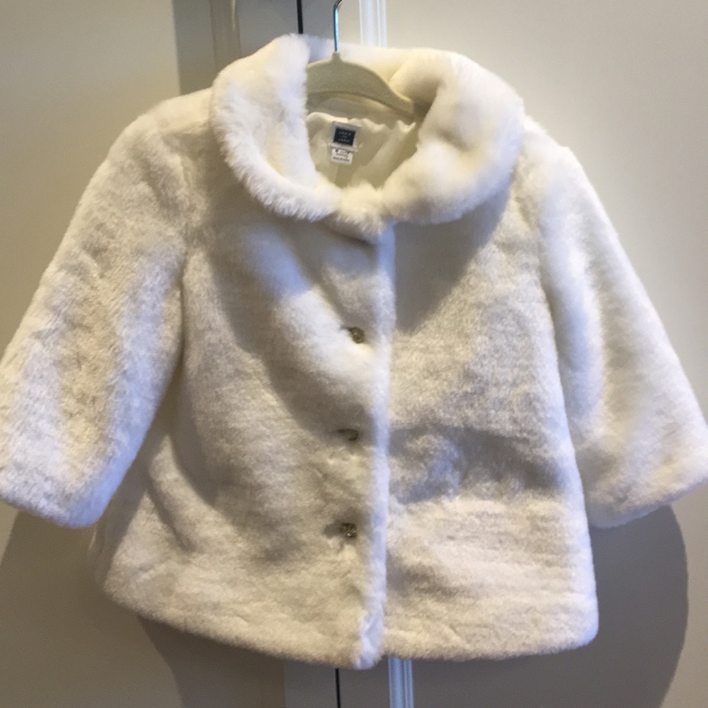Janie and Jack Faux Fur white coat